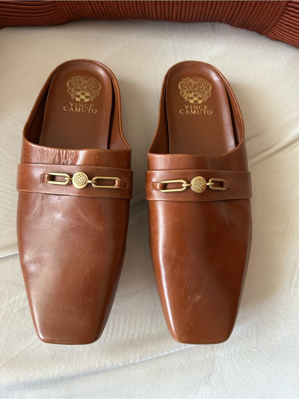 Vince Camuto Brown Leather Slip-On Loafers